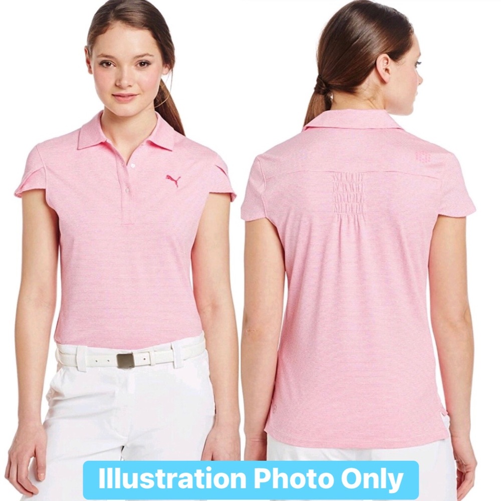 PUMA Golf Polo Dry Cell Micro Strip Active Tee Shirt Purple Large Women’s - Picture 3 of 16